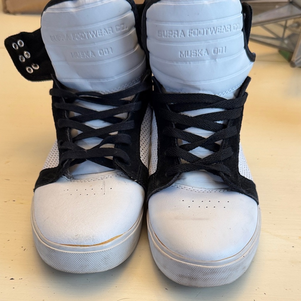Supra White and Black High-Top Sneakers